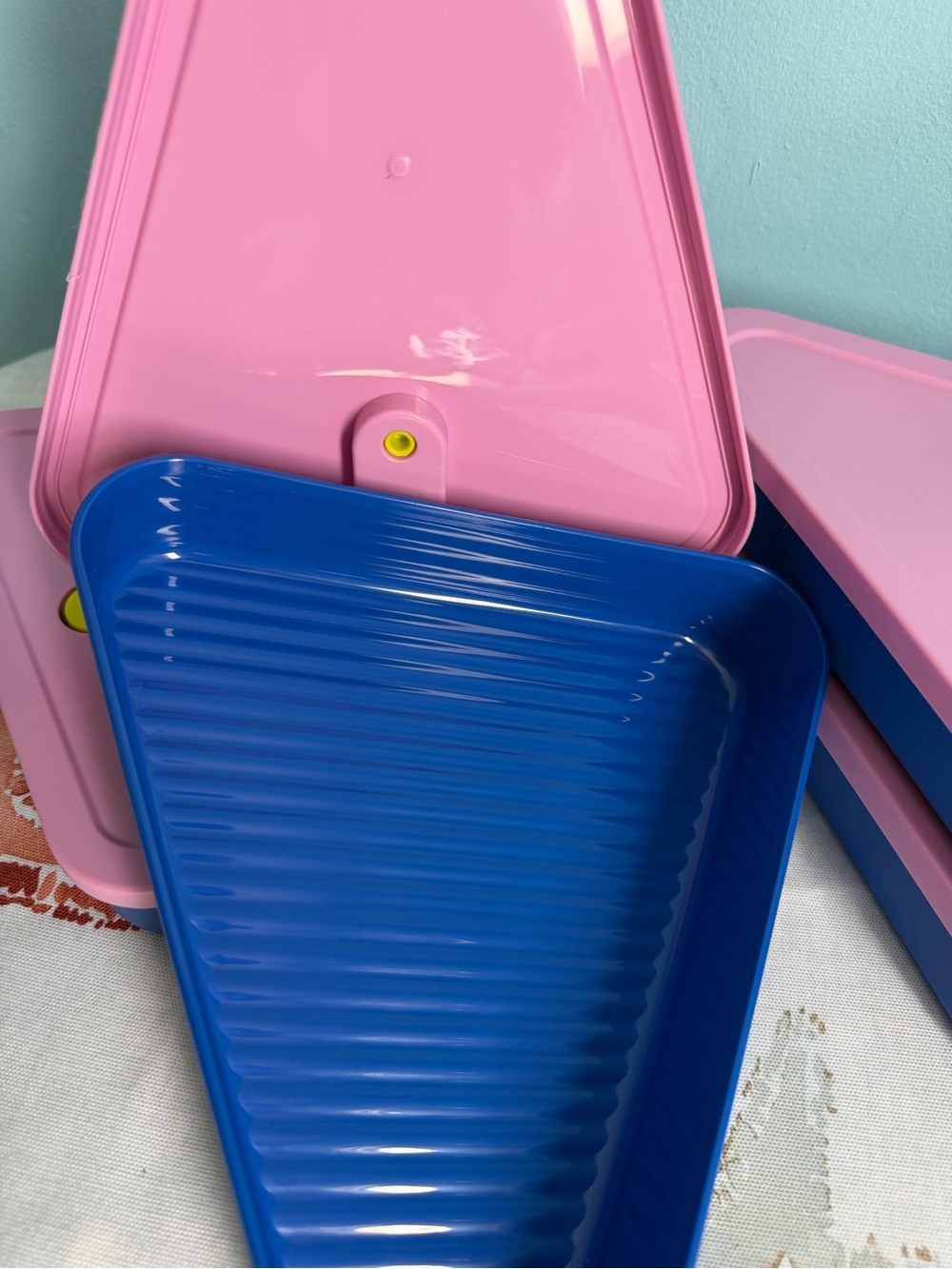 Blue and pink pizza-shaped lunchbox - Picture 5 of 7